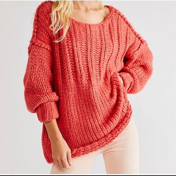 Free People Sweaters - Free People Be There Coral Red Sweater